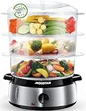 Aigostar Dampfgarer mit Timer 9L, 3-Etagen Stapelkörbe Reisschale, 800W Dampfgarer Elektrisch,...