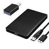 EasyULT Festplattengehäuse 2.5 Zoll USB 3.0, 2.5 Zoll Gehäuse USB 3.0 für 9.5mm 7mm SATA SSD HDD...