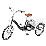 jiumxliu 20 Zoll Dreirädriges Fahrrad für Erwachsene cityräder Bremsen Maximale Tragkraft 110 kg...