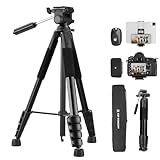 K&F Concept Kamerastativ S255A3+BV01, Leichtes Stativ mit Tasche,190cm Handystativ,Tripod für Canon...