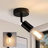 CBJKTX Deckenleuchte E27 Deckenlampe Schwarz - Deckenstrahler 1 Flammig Flur Deckenspot Vintage...