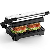 OSTBA Kontaktgrill, Sandwich Toaster & Panini Grill, 1200 W Sandwich Maker met XXL-Antihaftplatten,...