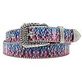 AGUTALITHIC Damen Herren Nietengürtel Abstrakter Musterdruck Western-Gürtel Bling Cowgirl Cowboy...
