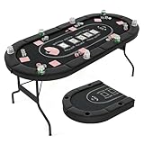 HOMASIS Pokertisch klappbar für 8 Spieler, Spieltisch mit 8 Getränkehaltern aus Metall, Profi...