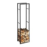 Relaxdays Kaminholzregal für innen, hohes Feuerholzregal für Kamin & Ofen, Stahl, HxBxT: 170 x...