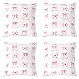 Homewish Rosa Halloween Dekor Kissenbezug 4Er Set Geist Mit Rosa Bowknot Kissenbezüge 40x40cm...