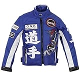 Kinder Motorradjacke in blau, Racer Jacke, Bikerjacke, Racingjacke, (3XL)