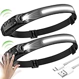 2PCS Stirnlampe LED Wiederaufladbar USB Superheller Kopflampe Superheller 350 Lumen Kopflampe 230°...