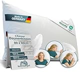 Nachtengel Daunenkissen 40x80 – 3-Kammer Kopfkissen aus 100 % Daunen & Federn – weiches...