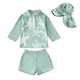 Yoolhamy Baby Badeanzug Junge Langarm Badebekleidung UV Schutz Schwimmanzug mit Sonnenhut und...