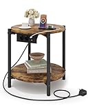 IRONCK Beistelltisch rund, Couchtisch mit Steckdose, Kleiner Tisch Holz, Wohnzimmertisch 2...