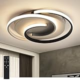 LED Deckenlampe,Moderne Deckenleuchte Dimmbar mit Fernbedienung Wohnzimmer, Schwarz-Weiß...