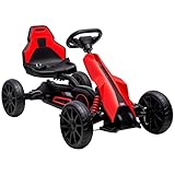 HOMCOM Gokart Tretauto mit Handbremse, verstellbarem Sitz, Vor- und Rückwärtsgang, Tretfahrzeug...