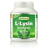 L-Lysin, 450 mg, hochdosiert, 120 Kapseln, vegan - wichtige und essentielle Aminosäure. OHNE...