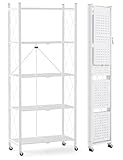 ALANNG Klappregal mit Rädern - Standregal mit 5 Ablagen, Bücherregal aus Metall - Montagefrei &...