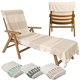 CalmyBEACH Handtuch für Sonnenliege 200x70cm - mit Kapuze 100% Baumwolle Schonbezug für...