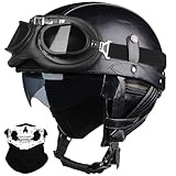 Uueybsg Retro Motorrad Halbhelme Jethelm Motorradhelm mit Schutzbrille ECE-Zertifiziert Vintage...