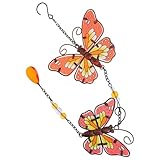 GARVALON Doppelter Schmetterling Windspiel aus Metall mit Glasmalerei Wetterfeste Gartendekoration...