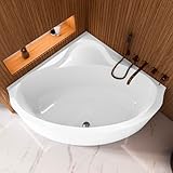 ECOLAM Badewanne Eckbadewanne Bala 140x140 cm + Schürze | moderne Wanne mit Sitz | symmetrische...