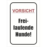 INDIGOS UG - Aufkleber - Sicherheit - Warnung - Freilaufende Hunde - 210x297 - Hotel, Firma, Schutz,...