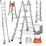 Hooha 5m Teleskopleiter Multifunktionsleiter 4 IN 1 Ausziehbare Leiter mit Werkzeugtasche...