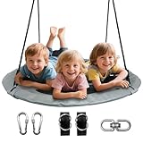 Sheyaoge Nestschaukel Tellerschaukel Hängeschaukel Rundschaukel 100cm Schaukel, mit Kissen...