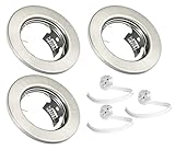 JungesLicht 3er Set Einbaustrahler gebürstet mit GU5.3 MR16 Keramikfassung, Außendurchmesser 80mm,...