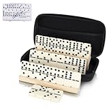 LOVITERRA Doppeltes Domino-Set für Erwachsene, langlebige Dominosteine mit 28 Spielsteinen, mit 4...