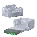 MeMoreCool Kindersofa Ausklappbar, 2-in-1 Kleinkinder Schlafsofa, Kindersessel mit Schlaffunktion,...