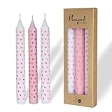 comforder Stabkerzen Set Bedruckt, 3X Tafelkerzen mit Motiven – kleine Herzen, 20cm, 7 Stunden...
