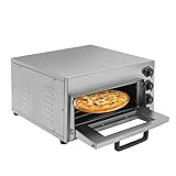 2000W Pizzaofen Elektrischer Pizza Backofen aus Edelstahl 1 Kammer 50-350℃ Pizzabackofen mit Timer