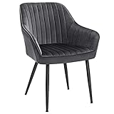SONGMICS Esszimmerstuhl, Sessel, gepolsterter Sitz, mit Armlehnen, Sitzbreite 49 cm, Metallbeine,...