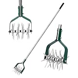 Yeelor Rotary Grubber Pinne Einstellbarer S/S Griff Rotary Pinne mit abnehmbaren massiven...