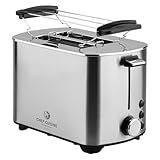 CHEF CUISINE Design-Edelstahltoaster 850W, 2 Scheiben, 5 Bräunungsstufen, Auftau- &...