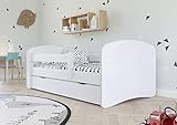 Bjird Kinderbett Jugendbett 70x140 80x160 80x180 Weiß mit Rausfallschutz Schublade und Lattenrost...