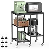 LIANTRAL Mikrowellen Regal 4 Stufig, Küchenregal mit Rollen, Bäckerregal, Standregal,...