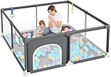 Dripex Laufstall Baby 124x124cm, Laufgitter Baby, Laufstall mit atmungsaktivem Netz, Laufgitter 210D...
