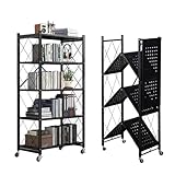 SEVEN COMFORT Klappbares Regal, 5-Etagen Lagerregal, Metallregal mit Rädern – 100 kg, für...
