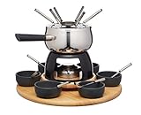 Artesà Fondue-Set mit Lazy Susan Drehteller, Edelstahl-Fondue-Topf mit Brenner, Dippschalen und...