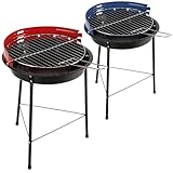 com-four® 2x BBQ Grill - Dreibein mit höhenverstellbarem Grillrost und Windschutz - runder...