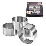 JUHONNZ Dessert Speiseringset,4 Stück Edelstahl Tortenring Runde Käsekuchenformen Backform Mini...