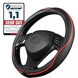 Upgrade4cars Lenkradbezug Universal 37-39 cm Rot Schwarz in Leder-Optik | Lenkradhülle für Sommer...