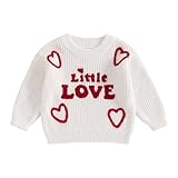 ZZLBUF Kleinkind Baby Mädchen Valentinstag Outfits Liebe Herz Pullover Langarm Pullover Top...