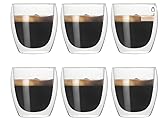 DAJASD Espressotassen Set(6 x 80ml), Latte Macchiato Gläser,Doppelwandige Gläser, Doppelwandige...