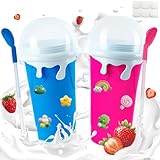 Slush becher silikon squeeze cup,Slush Becher 2er set,Slushy maker quick frozen magic cup,Instant...