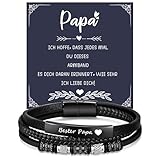 VNOX Geschenke für Papa Lederarmband Herren: Männer Armband mit Gravur für Papa Geschenk für...