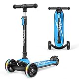 besrey Scooter Kinder Roller, der sichere Dreiradscooter mit PU LED Leuchtenden Räder, Faltbarer...