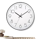 Leise – Geräuschlose Funkuhr, Batteriebetriebene Uhr | 25 cm Modernes Design in Schwarz, Ideal...