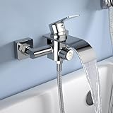 KULACO Badewannenarmatur Wasserfall, Wasserhahn Badewanne Mischbatterie mit Druckschalter, Einhand...