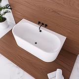 ECOLAM Vorwandbadewanne halb freistehende Badewanne 170x75 cm Vigoo Wall I moderne Wandbadewanne...